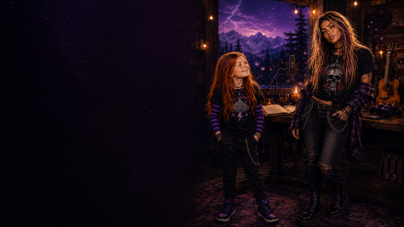 Tiny Storm and Feral Pixie together in their magical music and writing world